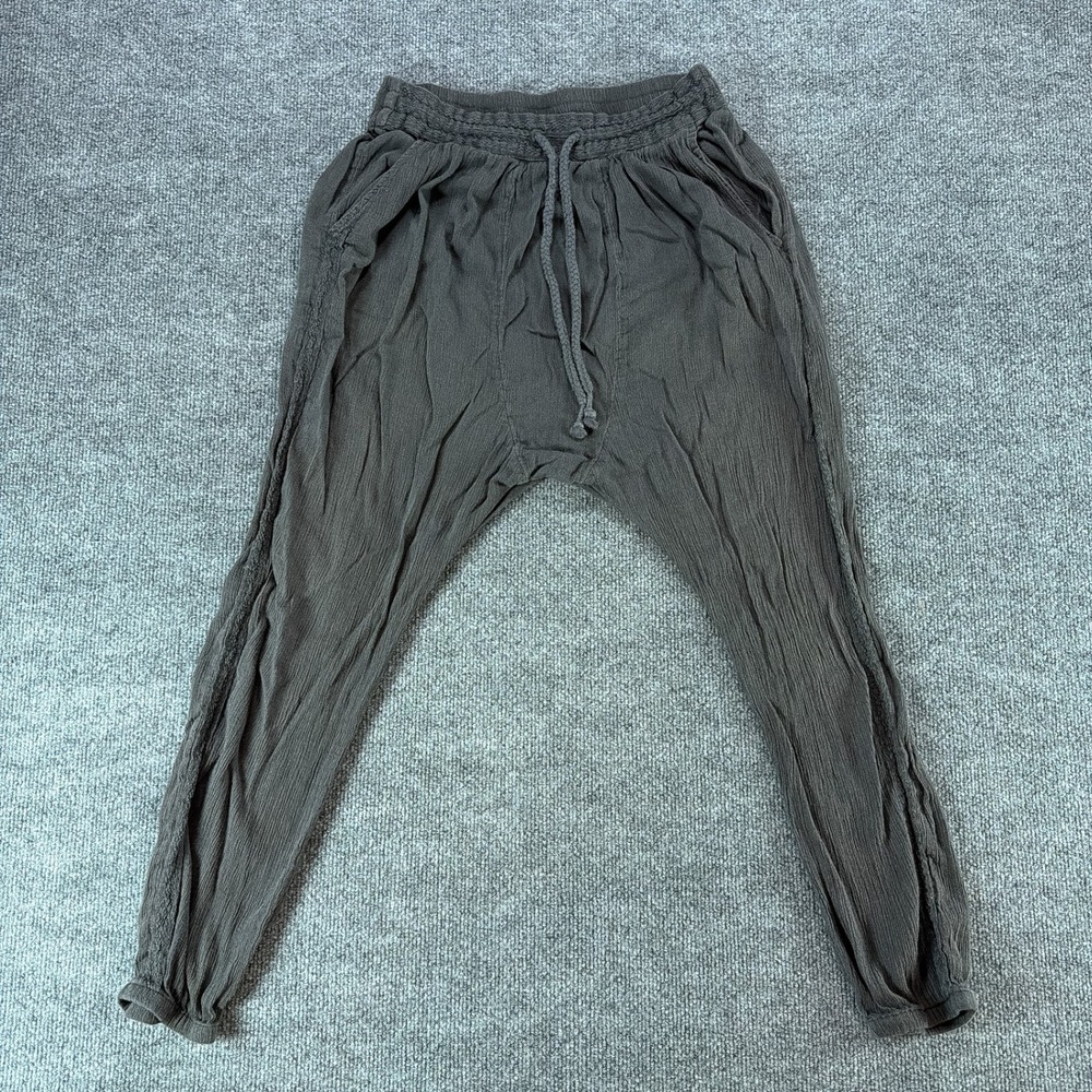 Aerie Womens Gray Gauze Harem Jogger Pants Drop Crotch Relaxed Boho Size M‎
